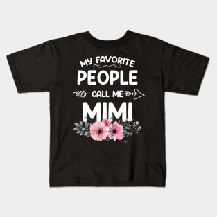 My Favorite People Call Me Mimi Pink Floral Mother's Day Kids T-Shirt